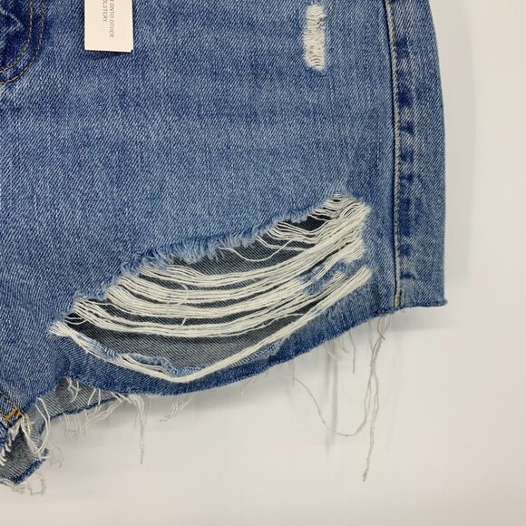 Topshop Mom Shorts Blue Denim Distressed Authentic High Waist NWT - Picture 7 of 13